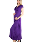 Cap Sleeve V Neck Maternity Maxi Dress