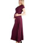 Cap Sleeve V Neck Maternity Maxi Dress