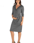 Draped in Style Knee Length V Neck Maternity Dress