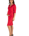 Draped in Style Knee Length V Neck Maternity Dress