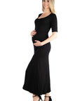 Casual Maternity Maxi Dress With Sleeves