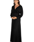 V-Neck Long Sleeve Maternity Maxi Dress