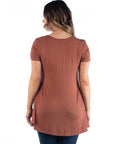 Short Sleeve Plus Size V Neck Tunic T Shirt