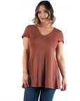 Short Sleeve Plus Size V Neck Tunic T Shirt