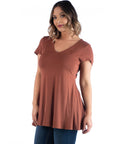 Short Sleeve Plus Size V Neck Tunic T Shirt