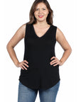 V Neck Sleeveless Rounded Hemline Plus Size Top