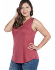 V Neck Sleeveless Rounded Hemline Plus Size Top