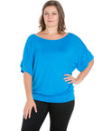 Plus Size Short Sleeve Loose Fitting Dolman Top