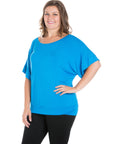 Plus Size Short Sleeve Loose Fitting Dolman Top