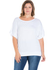 Plus Size Short Sleeve Loose Fitting Dolman Top