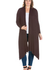 Extra Long Open Front Plus Size Cardigan
