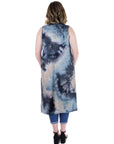 Tie Dye Sleeveless Open Front Plus Size Cardigan Vest
