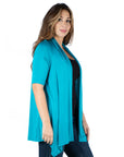 Elbow Length Sleeve Open Front Plus Size Cardigan