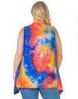 Orange Tie Dye Plus Size Open Front Shrug Vest