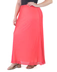 Plus Size Solid Color Sheer Overlay Elastic Waist Dressy Maxi Skirt