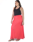 Plus Size Solid Color Sheer Overlay Elastic Waist Dressy Maxi Skirt