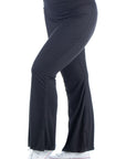 Black Bell Bottom Foldover Waist Plus Size Sweatpants