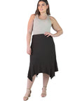 Plus Size Solid Color Knee Length Elastic Waist Handkerchief Skirt
