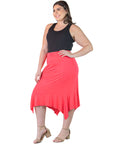 Plus Size Solid Color Knee Length Elastic Waist Handkerchief Skirt