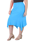 Plus Size Solid Color Knee Length Elastic Waist Handkerchief Skirt