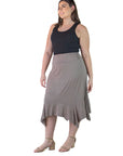 Plus Size Solid Color Knee Length Elastic Waist Handkerchief Skirt