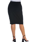 Elastic Waist Knee Length Tulip Plus Size Pencil Skirt