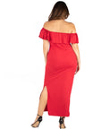 Ruffle Off The Shoulder Plus Size Maxi Dress