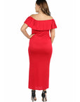 Ruffle Off The Shoulder Plus Size Maxi Dress