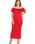 Ruffle Off The Shoulder Plus Size Maxi Dress