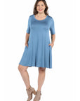 Knee Length Plus Size Pocket T Shirt Dress