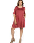 Knee Length Plus Size Pocket T Shirt Dress