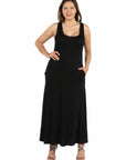 Sleeveless Tank Plus Size Maxi Dress with Pockets