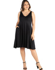 Sleeveless Midi Plus Size Fit and Flare Pocket Dress