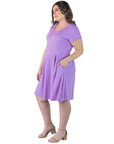 Plus Size Scoop Neck Knee Length Pleated Pocket Dress