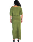 Boat Neck Batwing Sleeve Slit Plus Size Maxi Dress