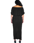 Boat Neck Batwing Sleeve Slit Plus Size Maxi Dress