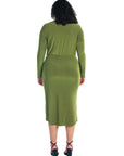 Long Sleeve Dressy Tulip Skirt Knee Length Plus Size Dress