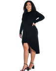 Long Sleeve Dressy Tulip Skirt Knee Length Plus Size Dress