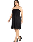 Knee Length Plus Size Strapless Mini Dress