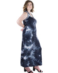 Tie Dye Fitted Razorback Plus Sie Maxi Dress