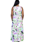 Plus Size Pastel Floral Scoop Neck A Line Sleeveless Maxi Dress