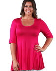 Elbow Sleeve Plus Size Tunic Top For Women