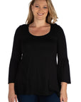 Long Bell Sleeve Flared Plus Size Tunic Top