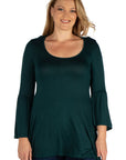 Long Bell Sleeve Flared Plus Size Tunic Top