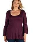 Long Bell Sleeve Flared Plus Size Tunic Top
