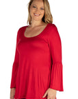 Long Bell Sleeve Flared Plus Size Tunic Top