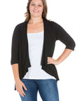 Elbow Length Sleeve Plus Size Open Cardigan