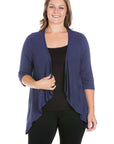 Elbow Length Sleeve Plus Size Open Cardigan