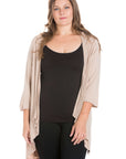 Elbow Length Sleeve Plus Size Open Cardigan