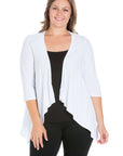 Elbow Length Sleeve Plus Size Open Cardigan